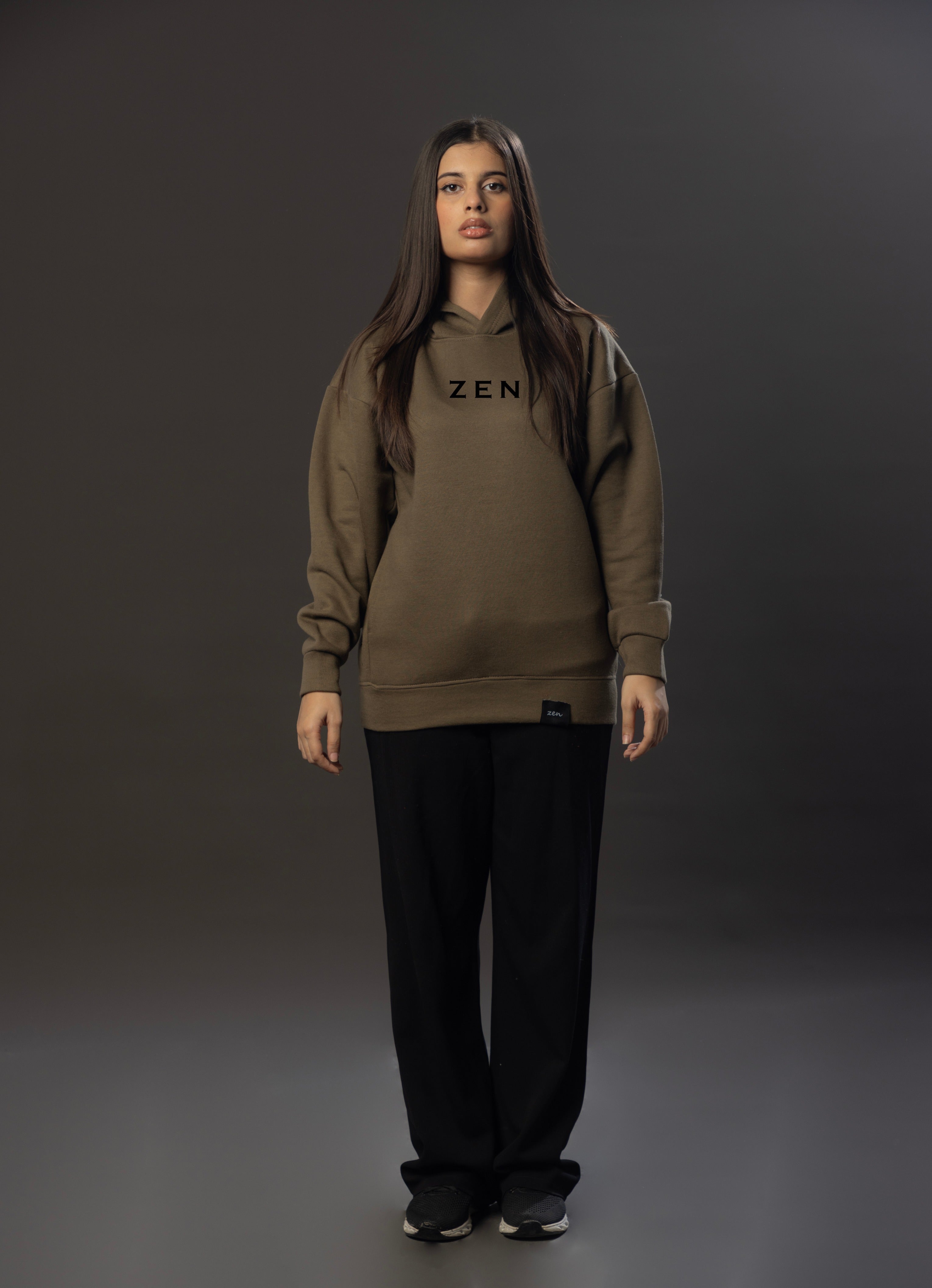 Oversized Basic Hoodie - Olive Green