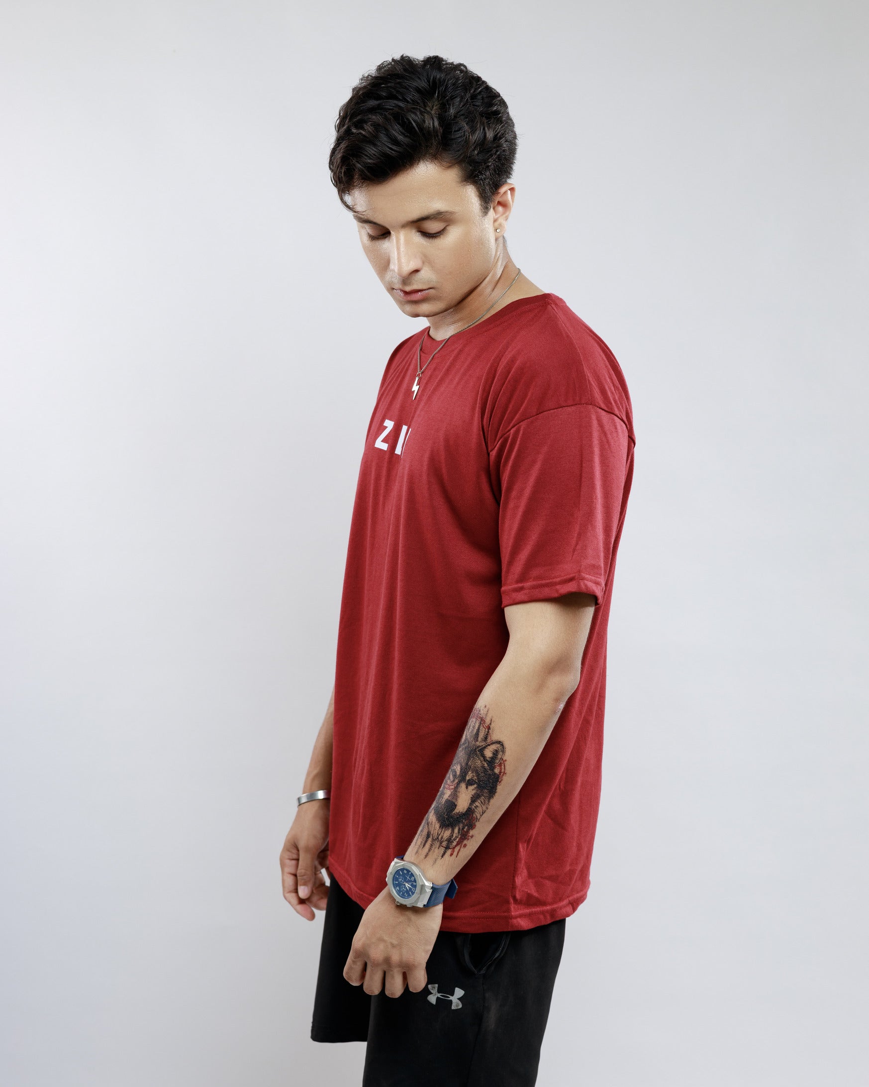 Maroon - Oversized tee